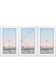 Трехстворчатое окно Rehau Delight Decor 1680x1680 - фото - 1